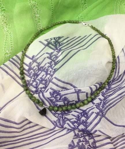 Beaded D Green Small Necklace